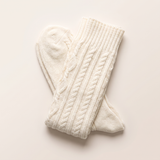 Knit boot socks in White, folded pair