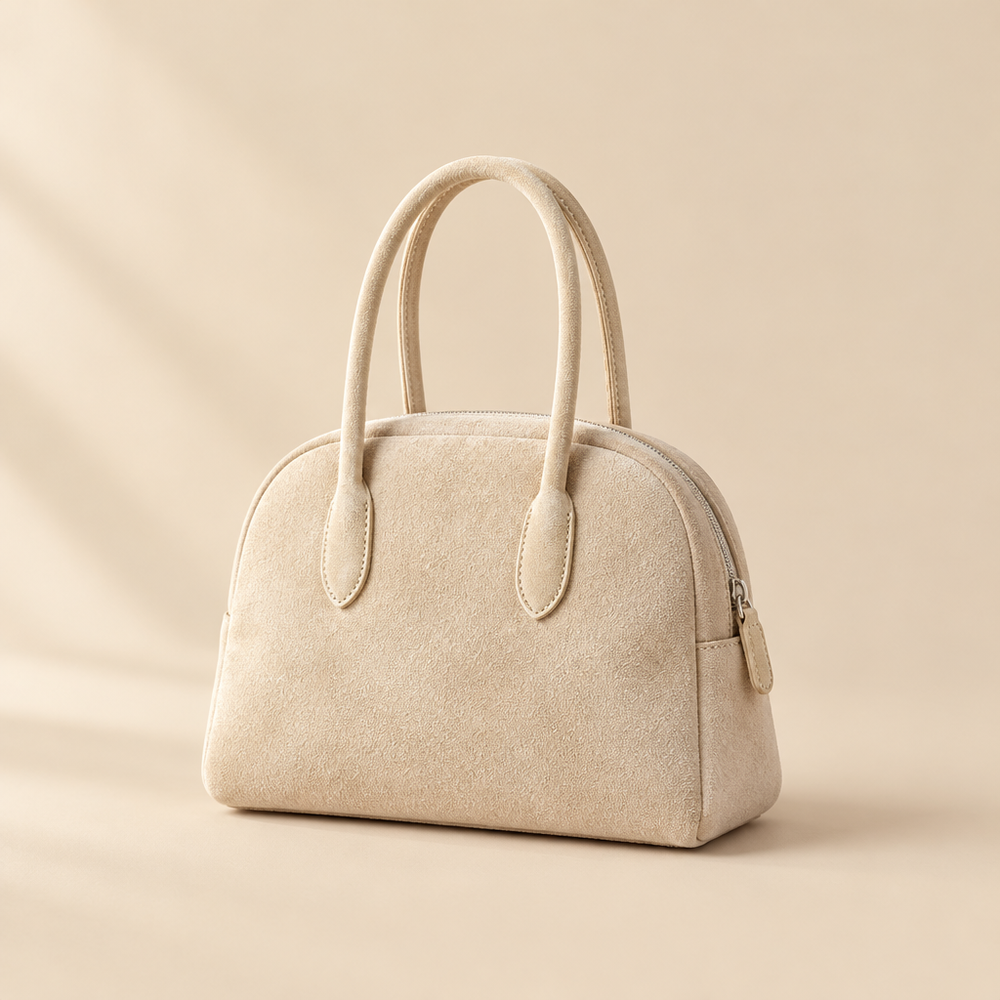 Suede Handbag in Apricot